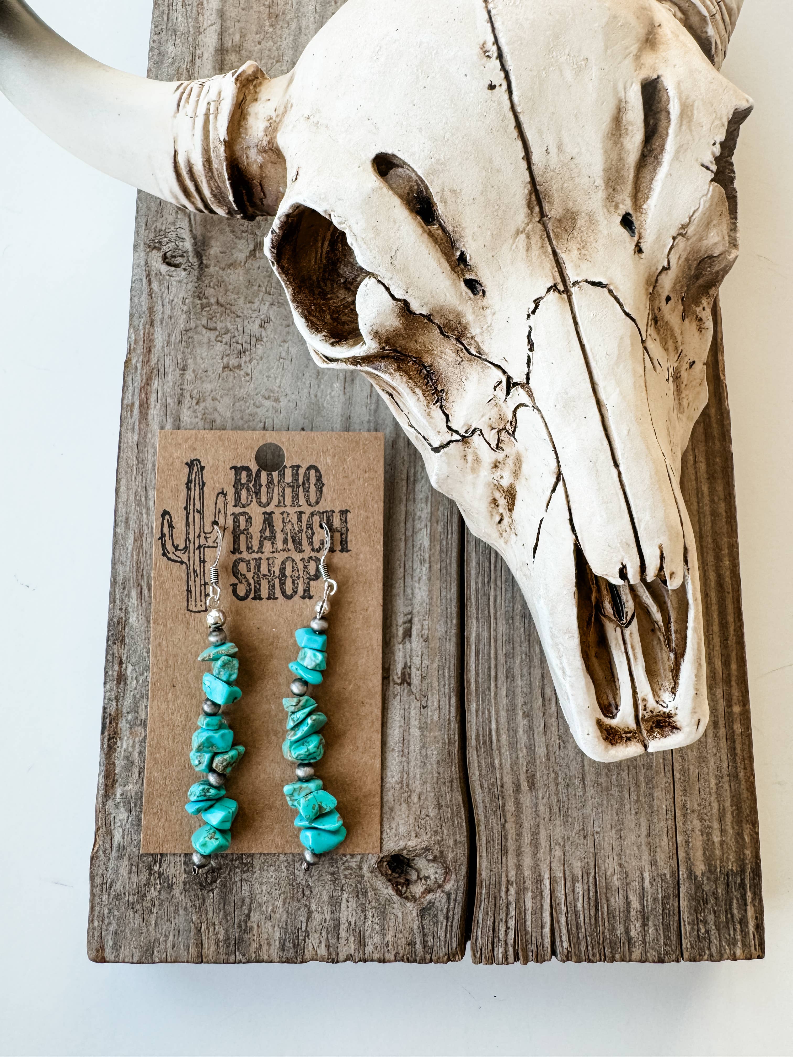 Boho Ranch Shop - Vente Boucles d'oreilles pendantes - Boucles d'oreilles en pierre de puce occidentale Boucle d'oreille4