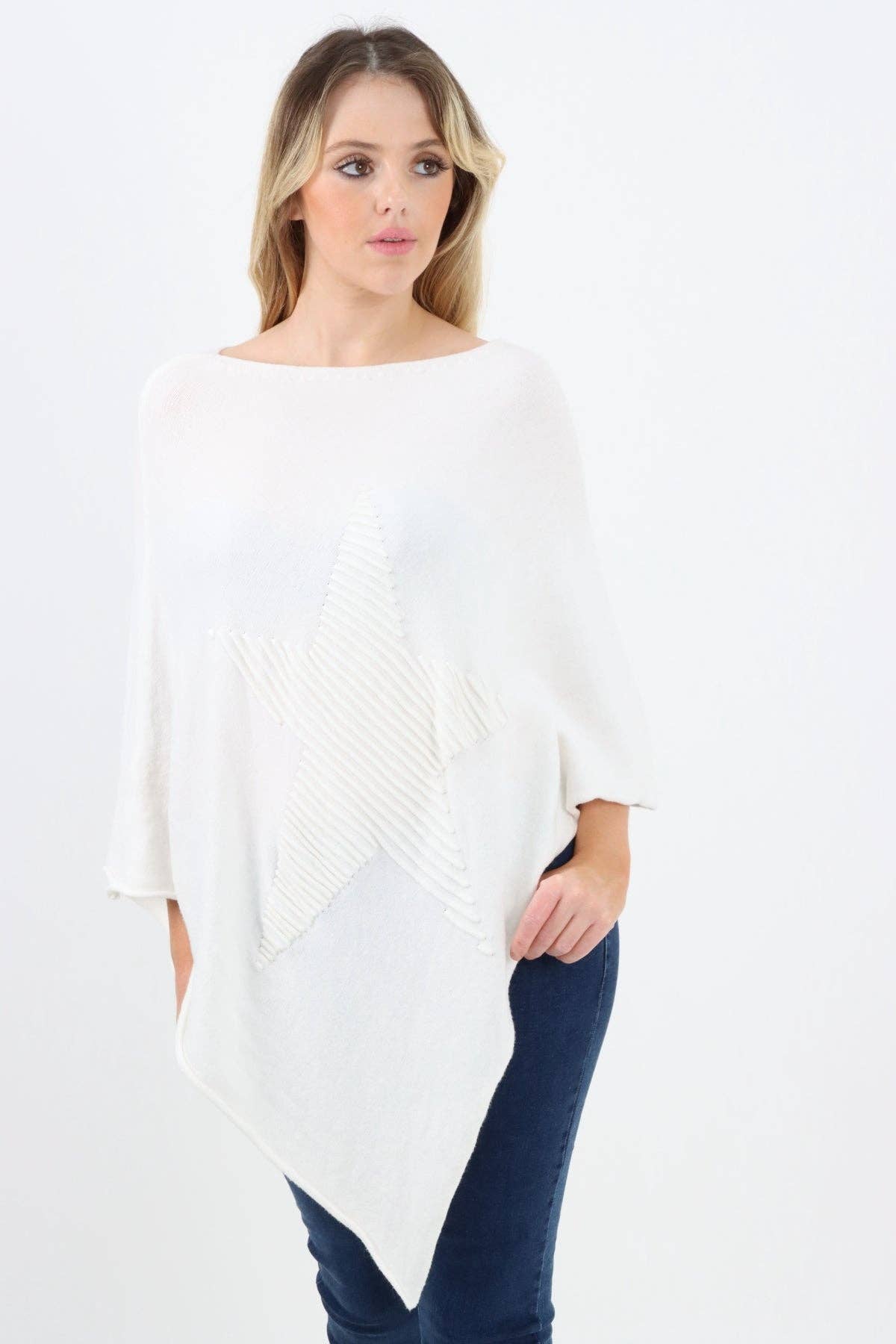 Miss Bold – wholesale Poncho – Women's – Italian Knitted Lagenlook Star Poncho47