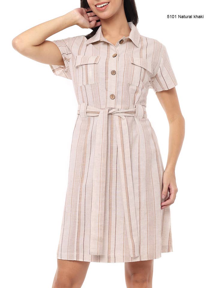 37959 Stripe belted dress for wholesale by 1 Bliss lane