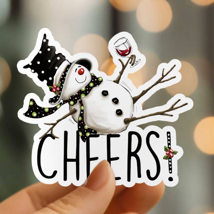 Adesivo in vinile Adorable Drinking Snowman per la vendita all'ingrosso da parte di Mystical Monkey Toes