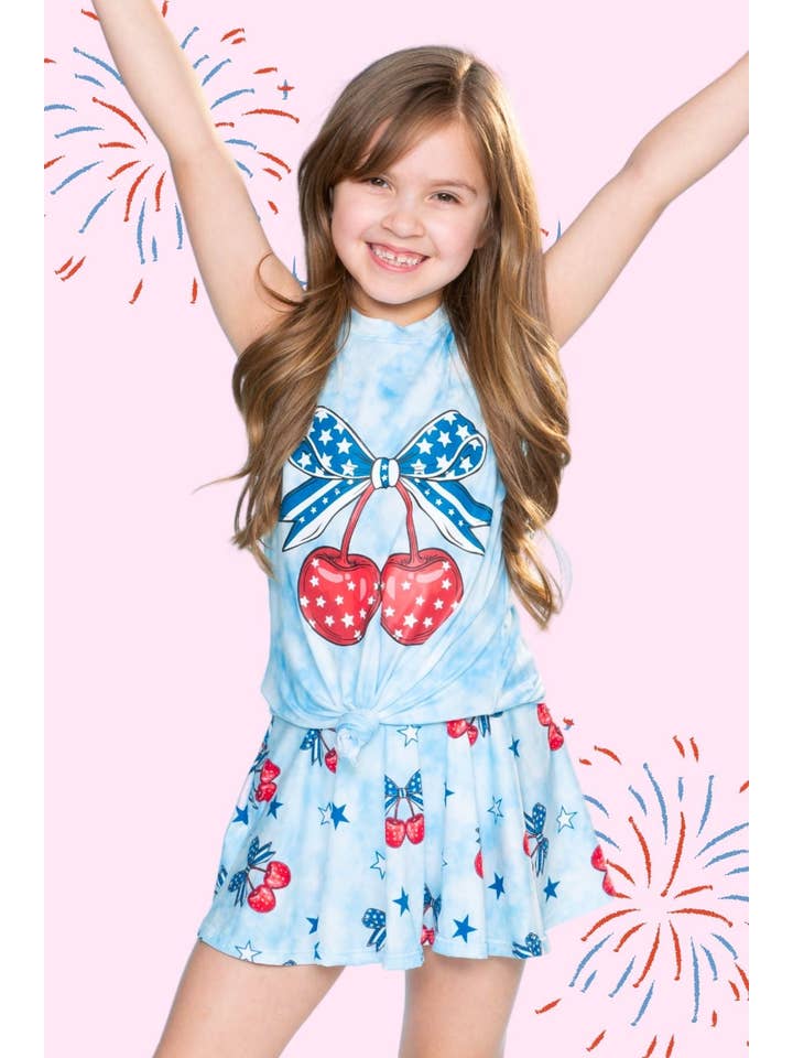 PixieLane - Wholesale Top & Skirt Set - Kids - Simply Soft Sleeveless Tie Tank & Skort Set