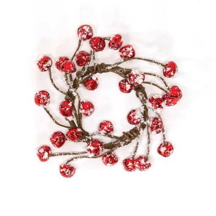 Saybrook Lane - Wholesale Wreath - Joyful Red Jingle Bells W/Snow Candle Ring, 3.5"