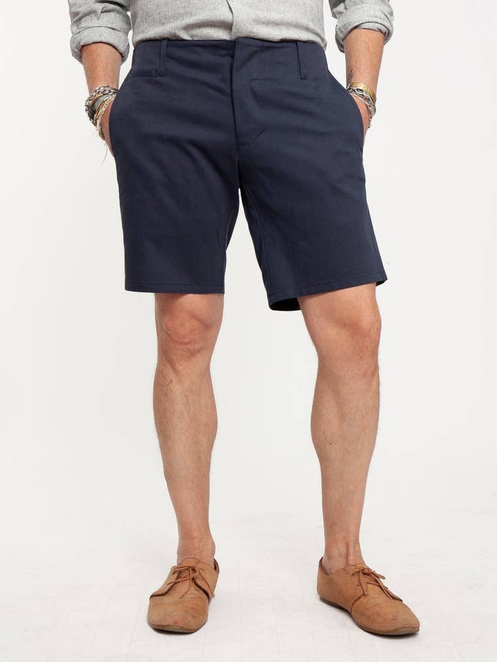 Signature Shorts | Soft Navy Twill for wholesale by 18 Waits