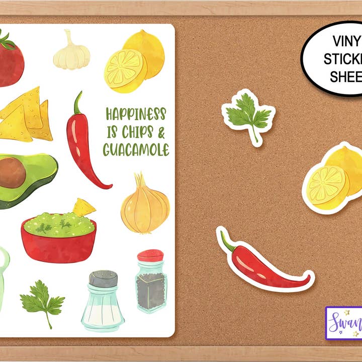 Chips & Guacamole Sticker Sheet, Cinco de Mayo Phone Sticker for wholesale by Swanky Bazaar
