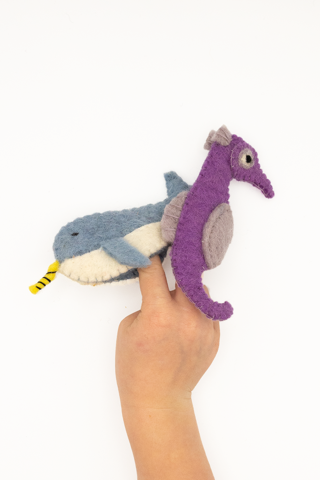 Nivas - Wholesale Finger Puppet - Kids & Baby - Finger Puppet - Narwhal and Seahorse (Ocean theme) 2