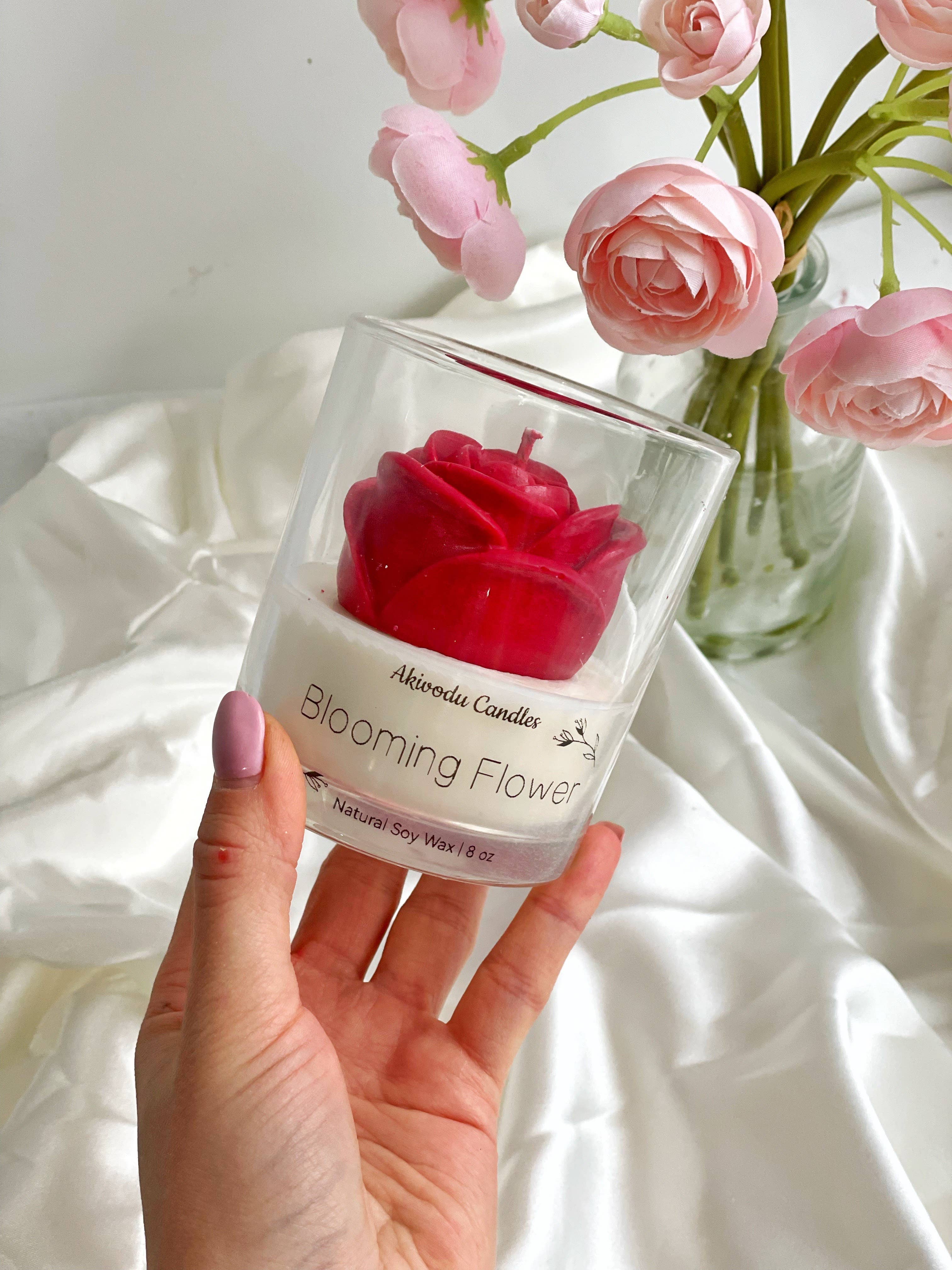 Akivodu Candles – Velas de decoração por atacado – Vela Blooming Rose 227 g - Multicolorida, fragrância floral9