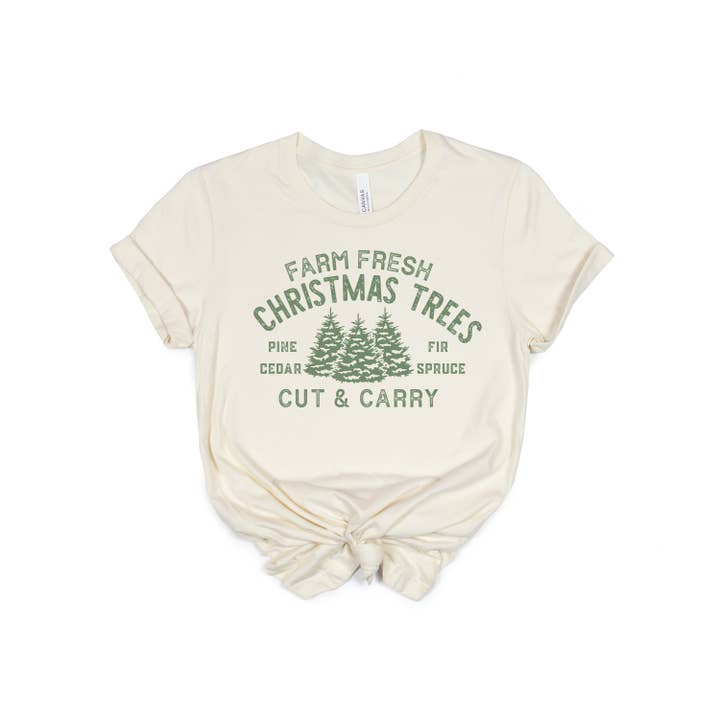 Farm Fresh Christmas Trees Natural Tee for wholesale by Simply Tees