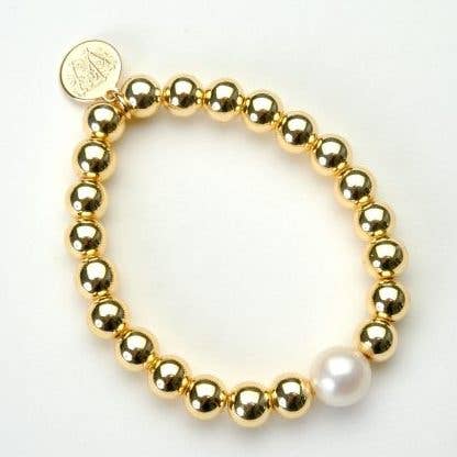 Pulseira Big Rock em Ouro e Pérola de 8 mm por atacado de Wendy Perry Designs