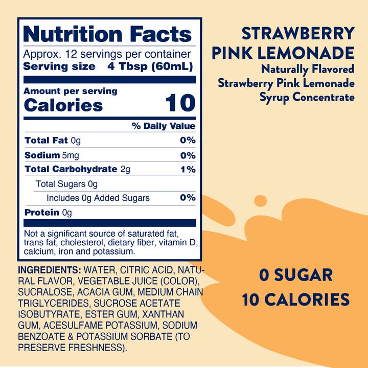 Jordan's Skinny Mixes - Wholesale Cocktail Mix/Syrup - Strawberry Pink Lemonade Syrup Concentrate