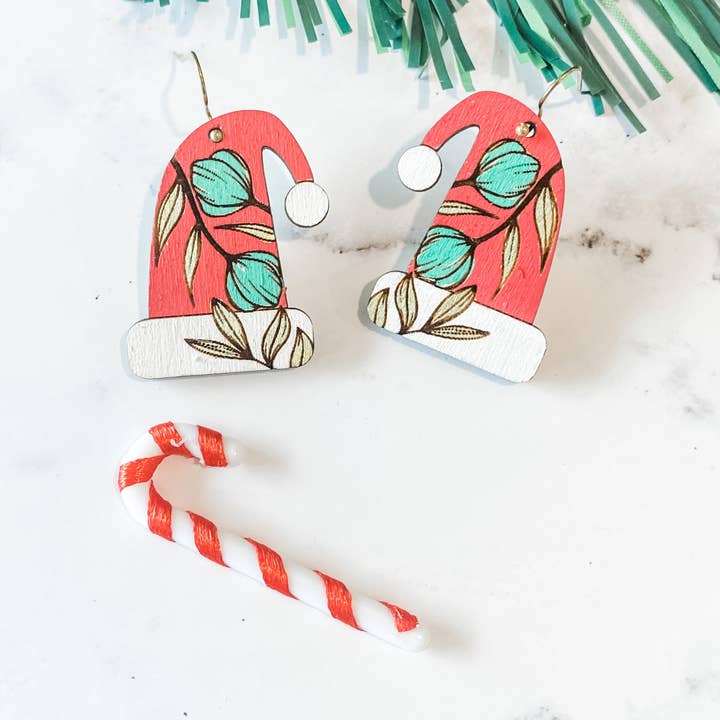 Blomster Santa Hat Øreringe for engroshandel hos Natalie Fox Studio