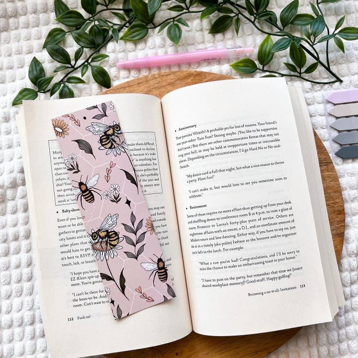 Pink Bee Bookmark for wholesale by Sophie Grace Creates