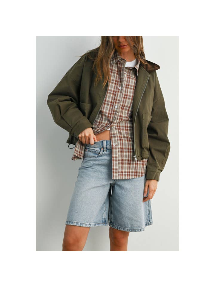 BUTTERMELON - Wholesale Jacket – Women's - Collared Zip-Up Drawstring Jacket - BMJ782512