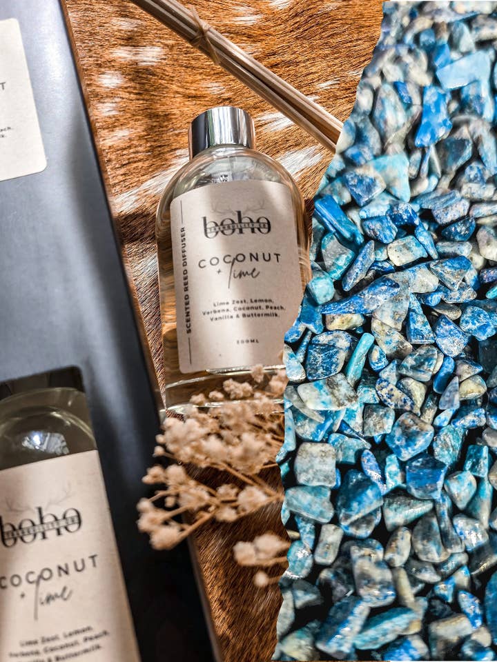 CRYSTAL INFUSED REED DIFFUSER 200mL - LAPIS LAZULI for wholesale by Boho Tranquility Co