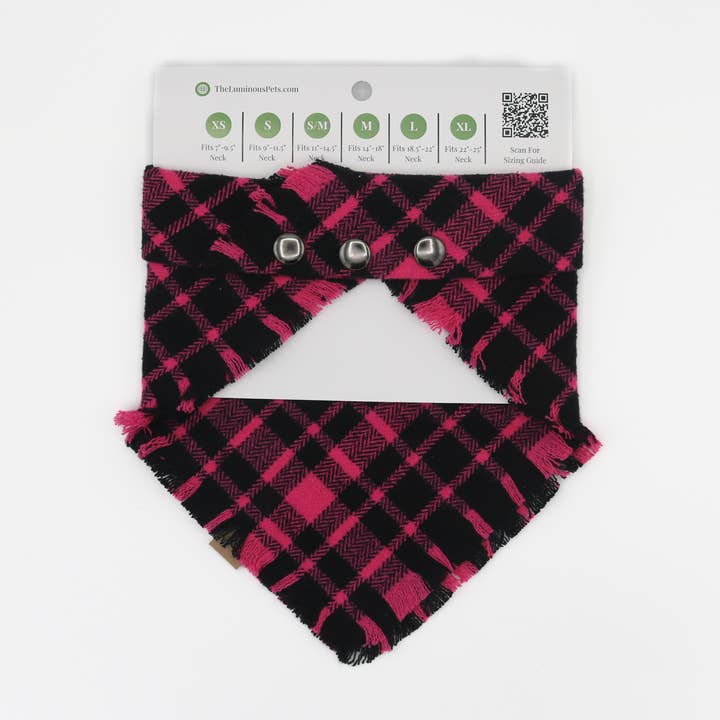 The Luminous Pets - Wholesale Pet Bandana - Dog - Pink Plaid Bandana | Cat & Dog Bandana | Adjustable Snaps