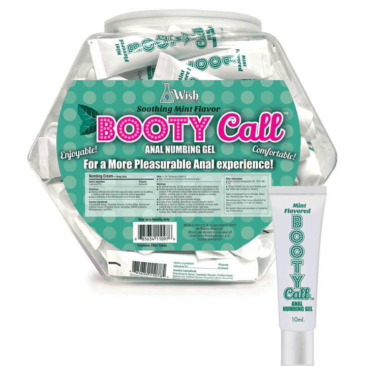 Little Genie Productions - Wholesale Delay Gel - Booty Call Anal Numbing Gel- Mint POP Display of 66