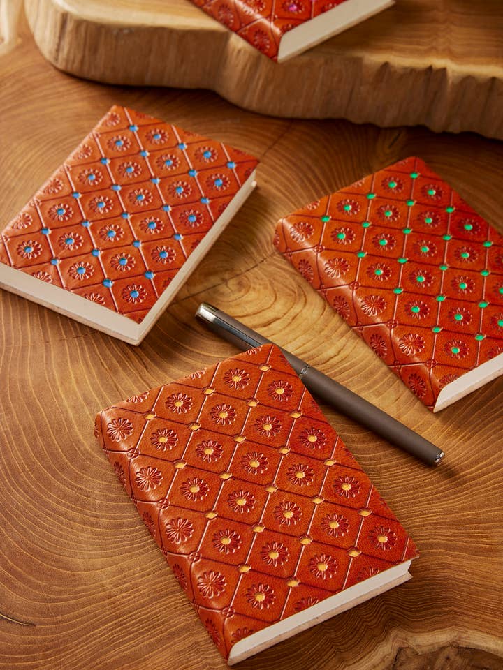Embossed Leather Notebook for wholesale by Namaste