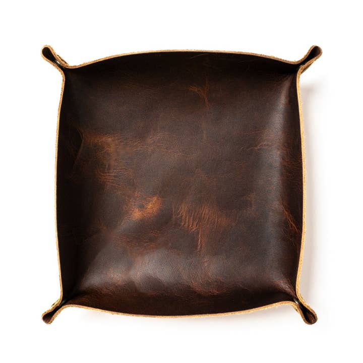 Popov Leather - Wholesale Decorative Tray - Leather Valet Tray - Heritage Brown