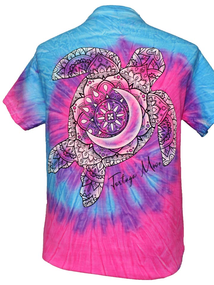 TS-46 Hvid Fade Turtle - Tie Dye Flo Blå/Pink for engroshandel hos Southern Attitude