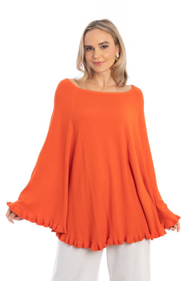 SAACHI - Wholesale Poncho - Women's - Talia Ruffled Hem Poncho Sweater16