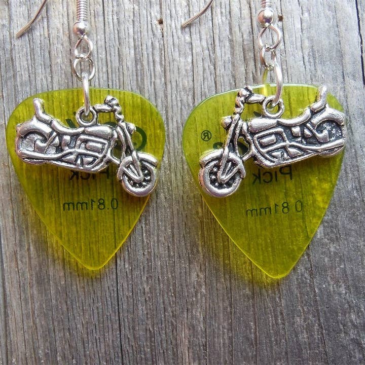 Simply Raevyn - Wholesale Dangle Earrings - Motorcycle Charm Guitar Pick Earrings33