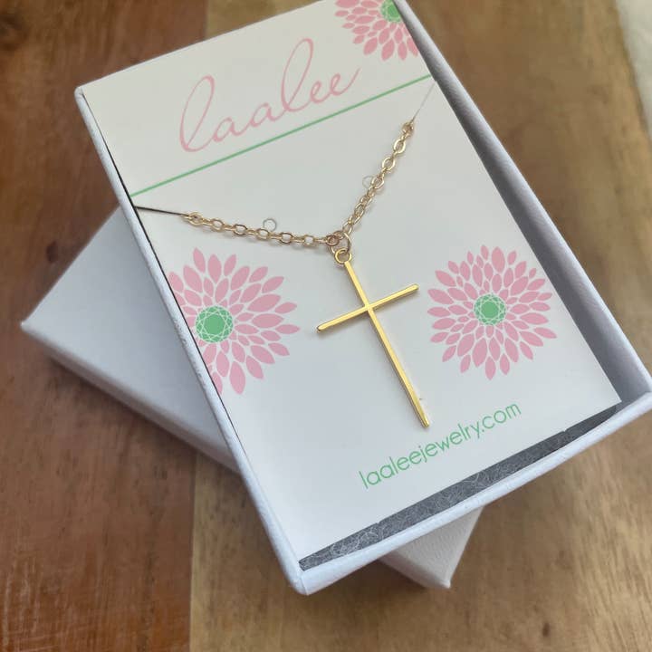 Laalee Jewelry - Wholesale Pendant/Charm Necklace - Gold Cross Necklace, Easter Gift, Religious, First Communion