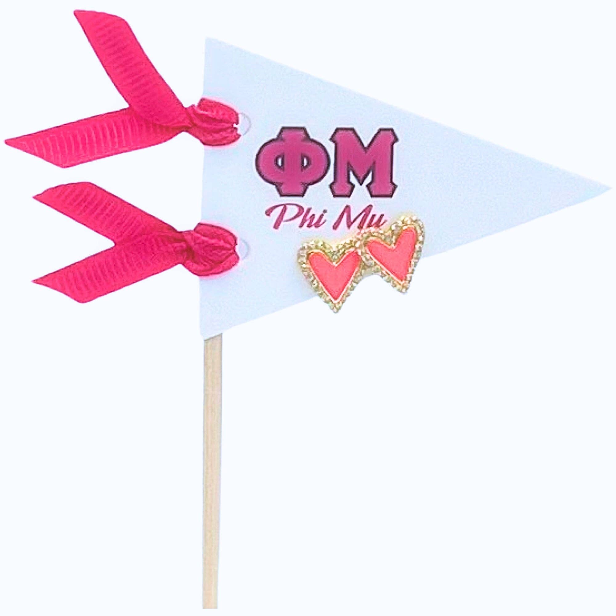 Color Shout – wholesale Stud/post earrings – E205-Love my Sorority: Bright Color Heart Studs on Greek Letter Pennant Flag18