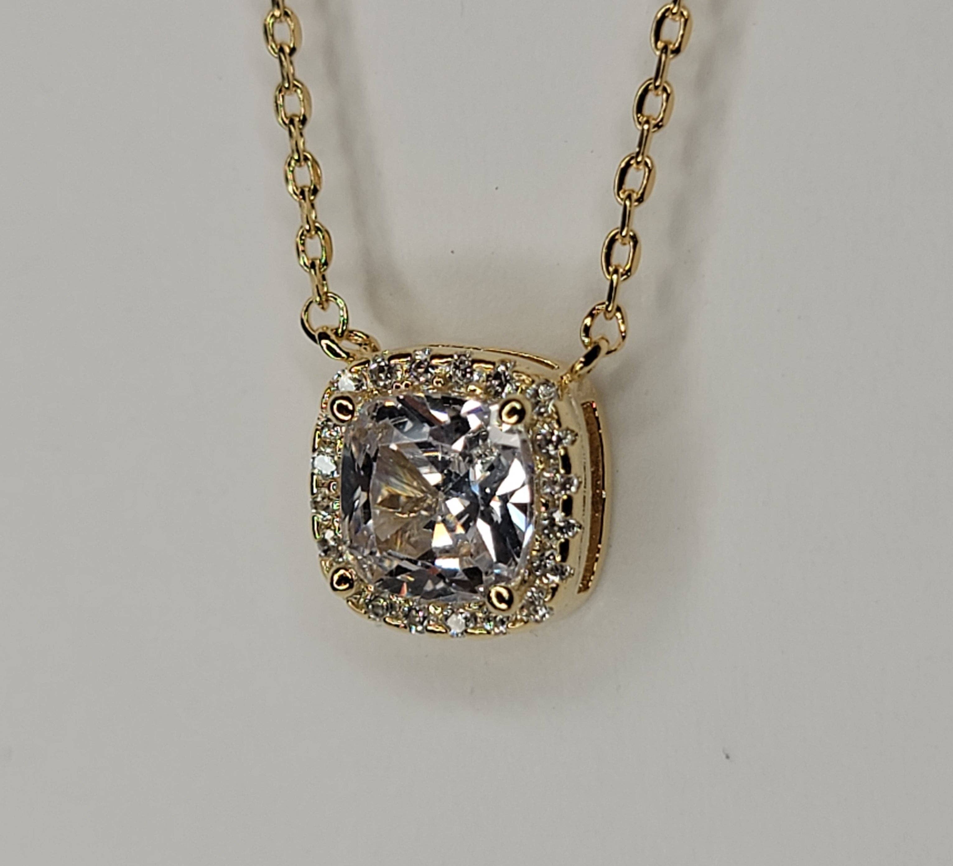 BETTYOH INC – Colar pingente/pendente por atacado – Colar de Baguete Quadrada Zircónia Cúbica1