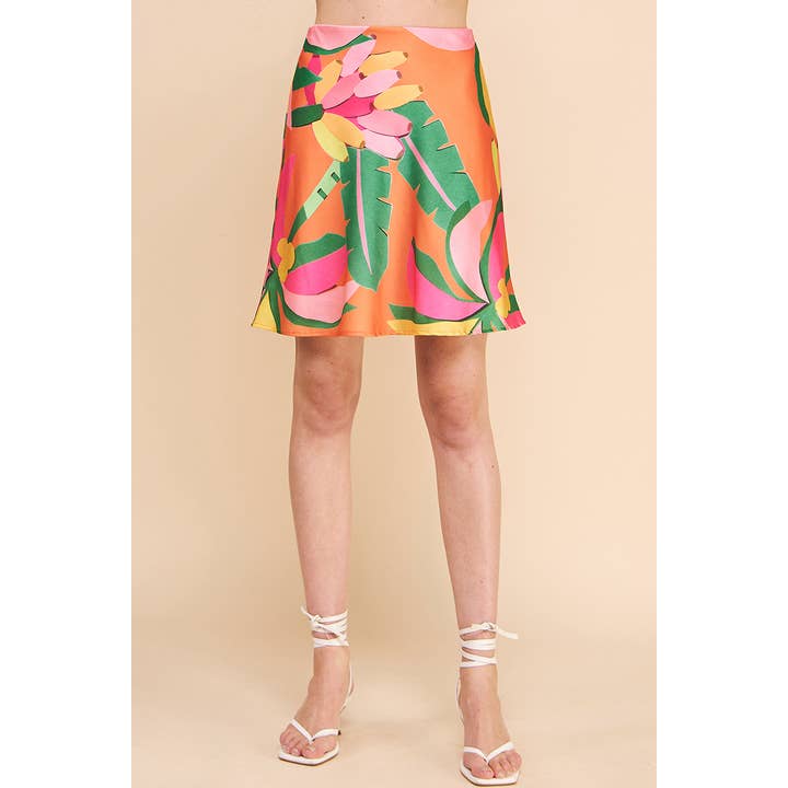 Tryckt Satin A-line kjol för wholesale av Allie Rose