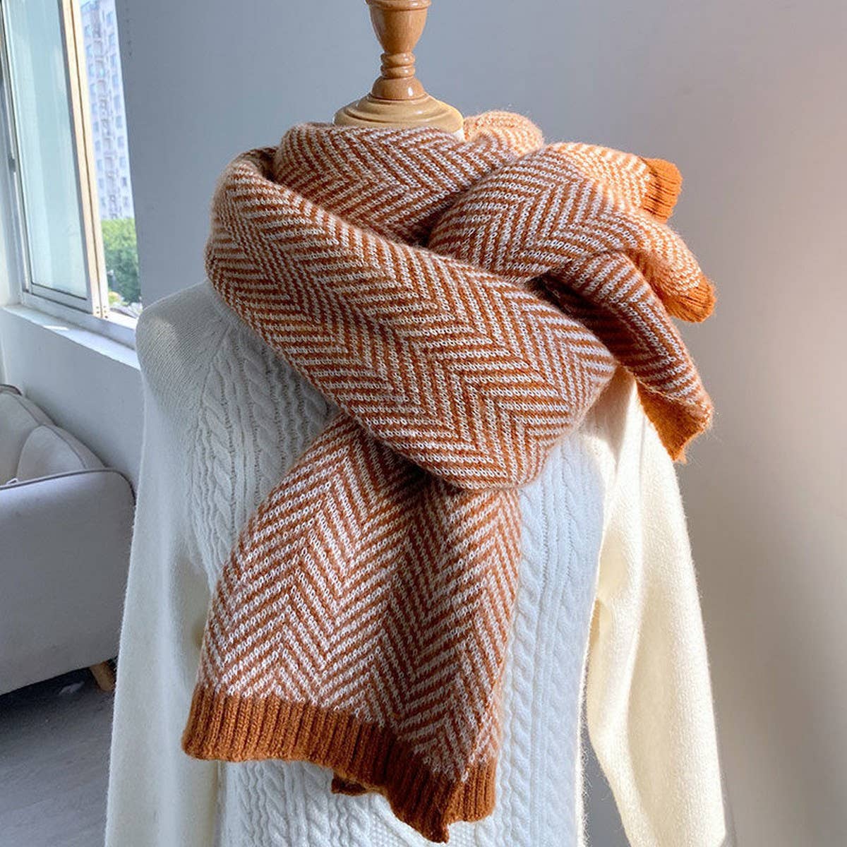 ACCITY - Wholesale Scarf - Women's - Plaid Faux Cashmere Scarf - Stylish Winter Neck_CWASC12471