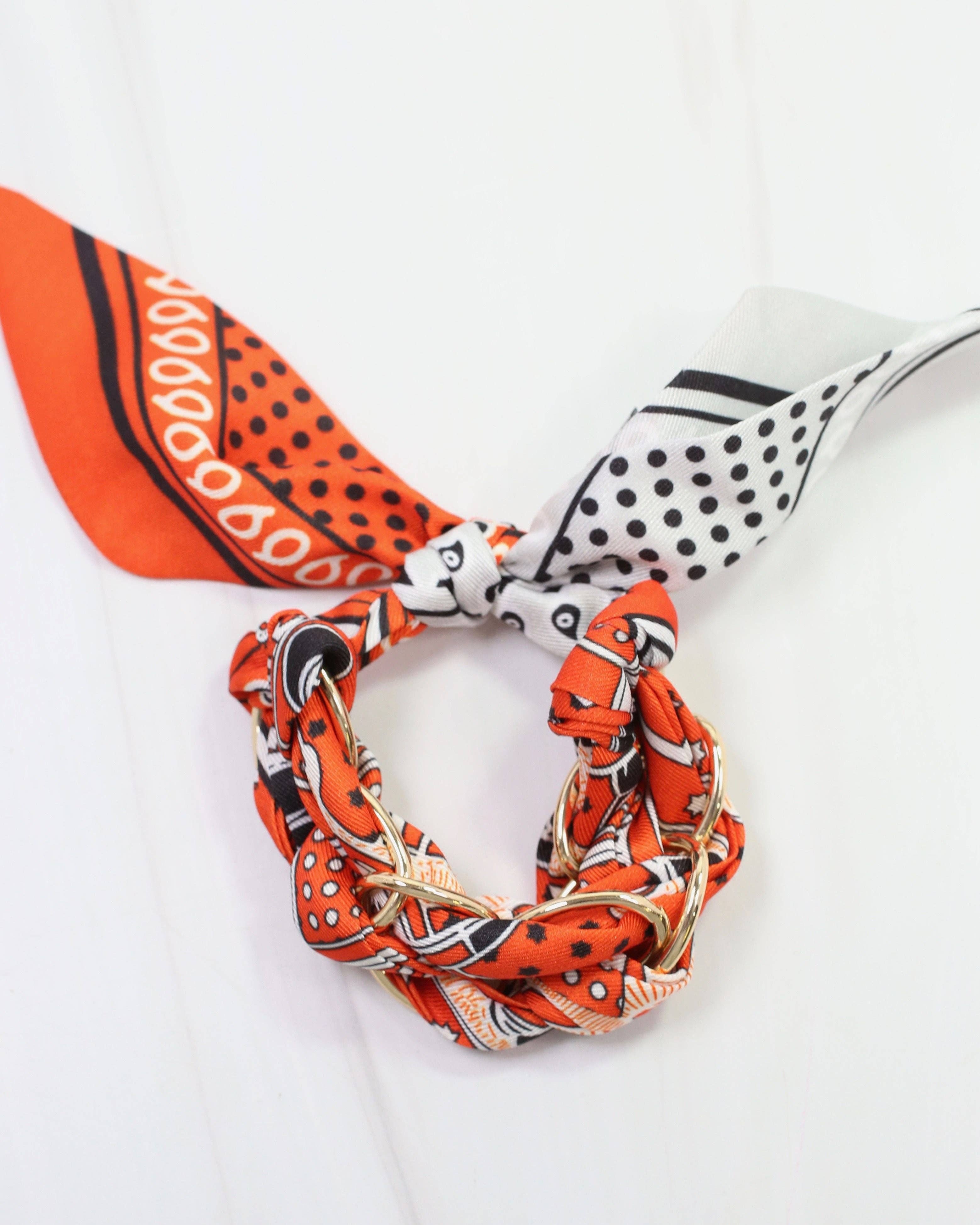 Caroline Hill - Wholesale Scarf - Women's - Fontana Chain Scarf Bracelet Orange1
