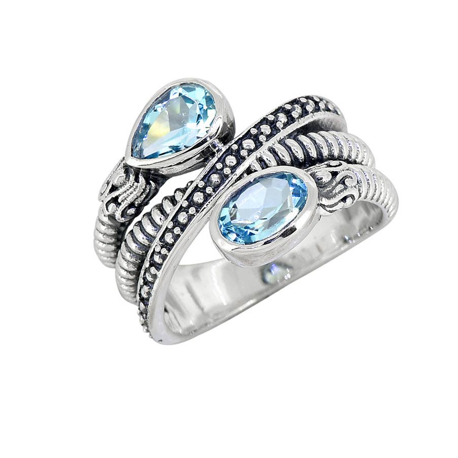 Tiramisu – Engroshandel Solitairering – Sterlingsølv blå topas ædelstens solitaire ring0