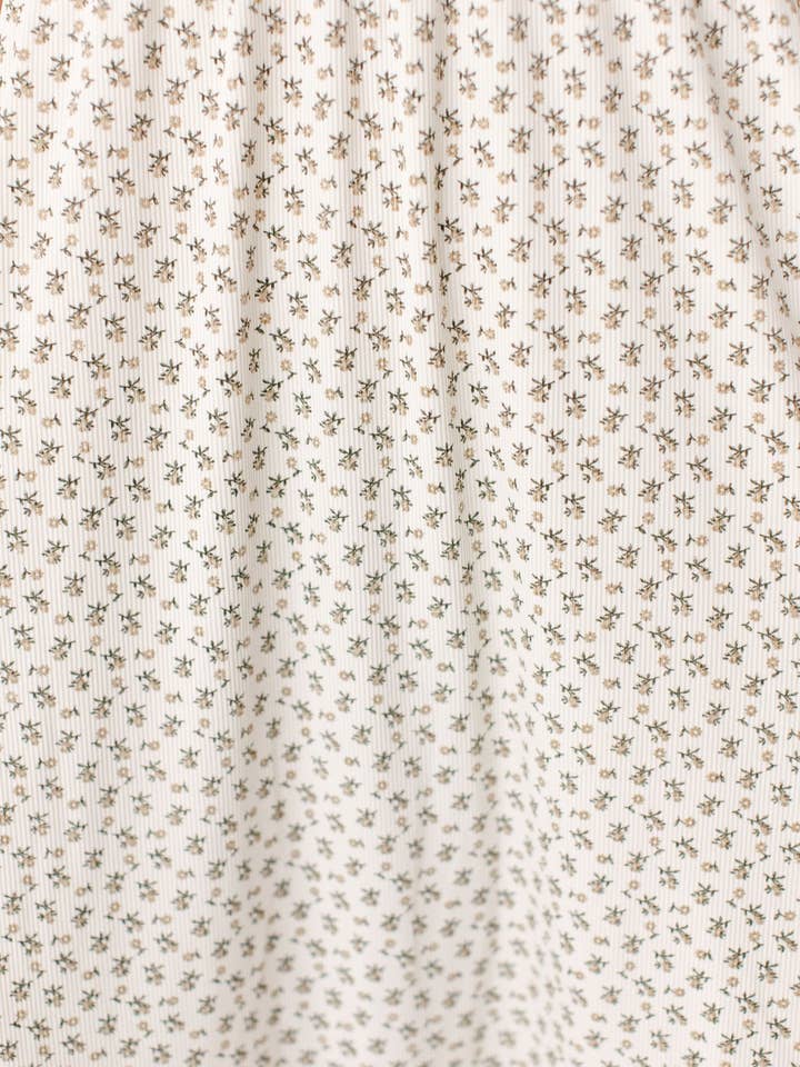 Ivory 'Shiloh' Ditsy Floral Ribbed Midi Dress for wholesale on Faire7