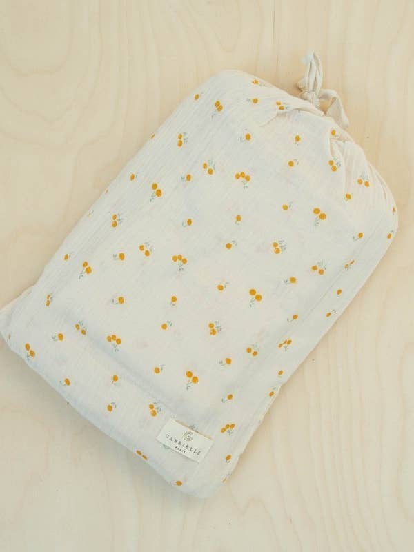 Single bed linen set in Blossom Saffron linen for wholesale by Gabrielle Paris