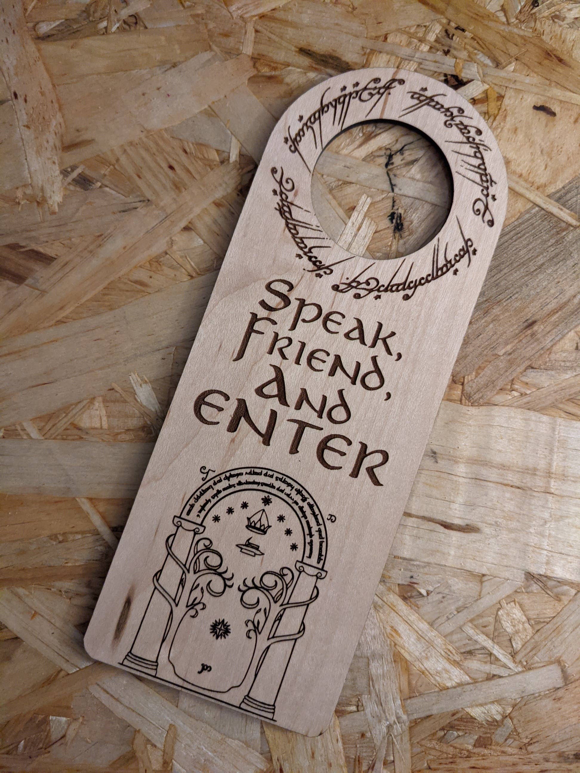 Chikai Shop - Vente Affichette de porte - Support de porte en bois « Do Not Disturb » inspiré du LOTR8