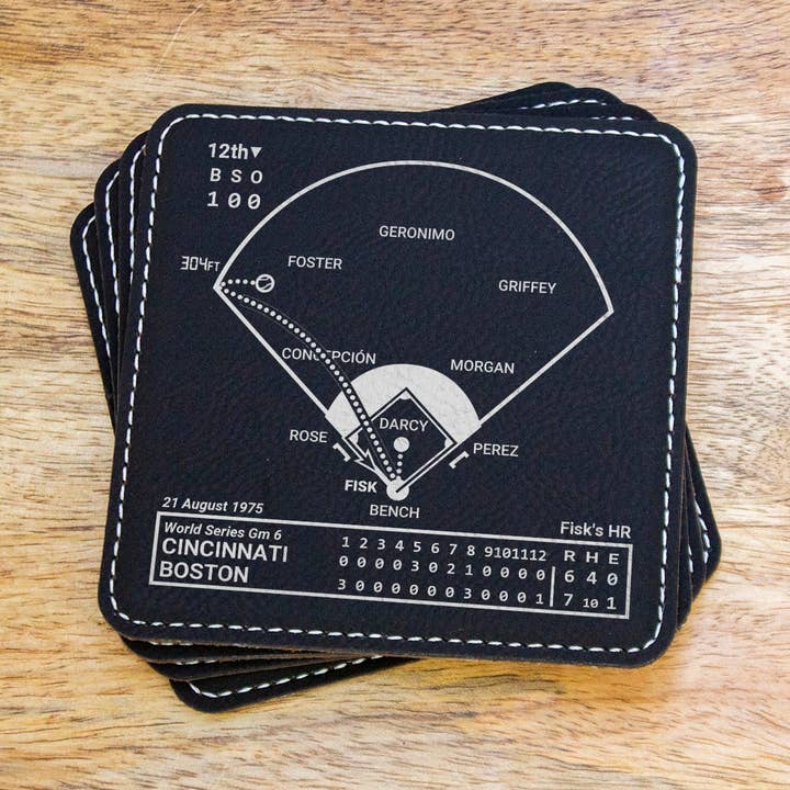 Greatest Red Sox Vintage Plays: sottobicchieri in similpelle per la vendita all'ingrosso da parte di Playbook Products