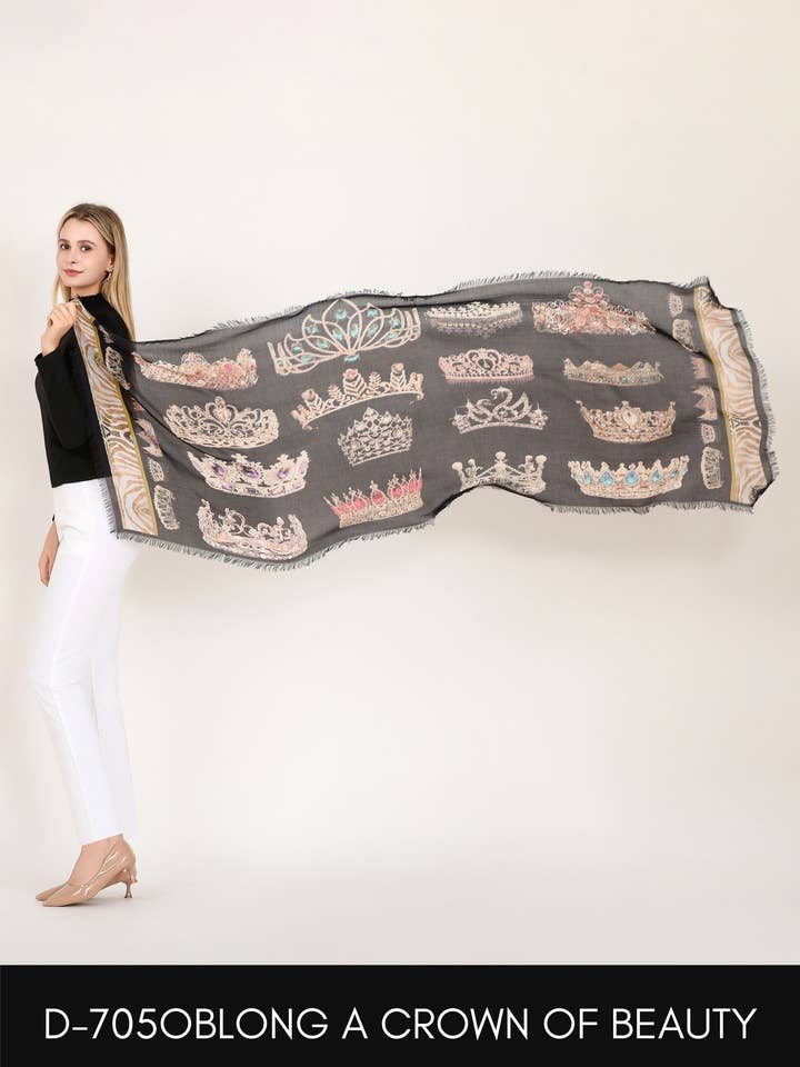 D-705OBLONG SILKE MODAL SKØNHEDENS KRONE for engroshandel hos Love's Pure Light Scarves