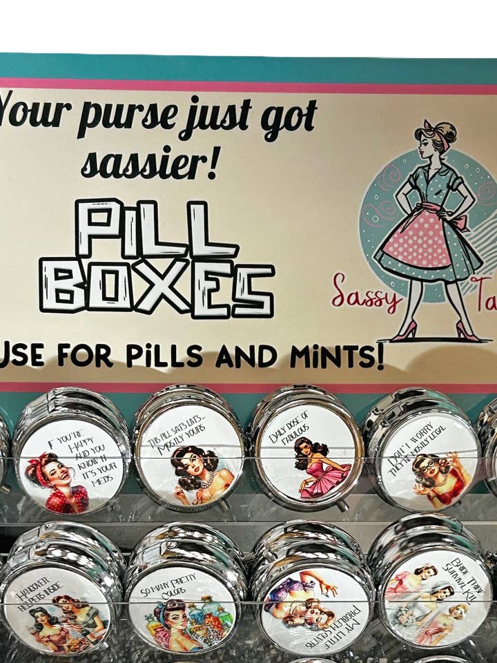Pill box Display for wholesale by Sassy Talkin