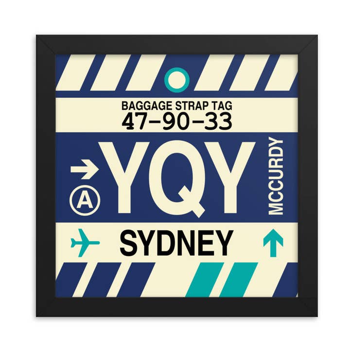 Impression encadrée de Sydney, Nouvelle-Écosse, YQY pour la vente par YHM Designs