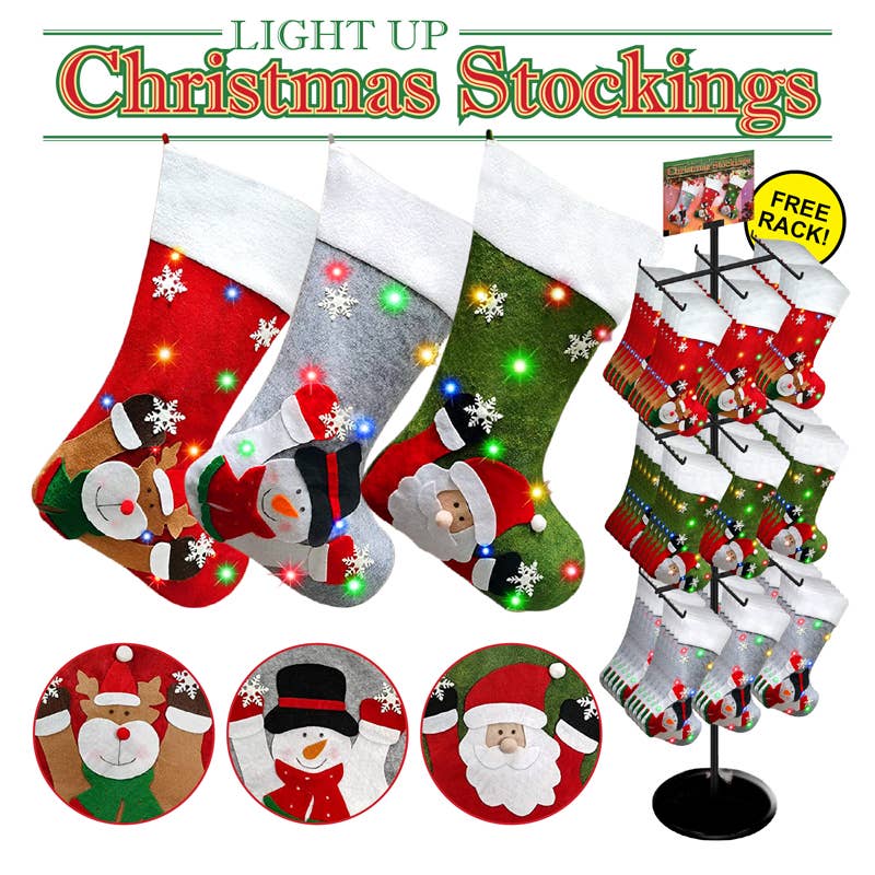 Deluxe Import Trading - Wholesale Christmas Decoration - 144pc Christmas LED Stocking Display0