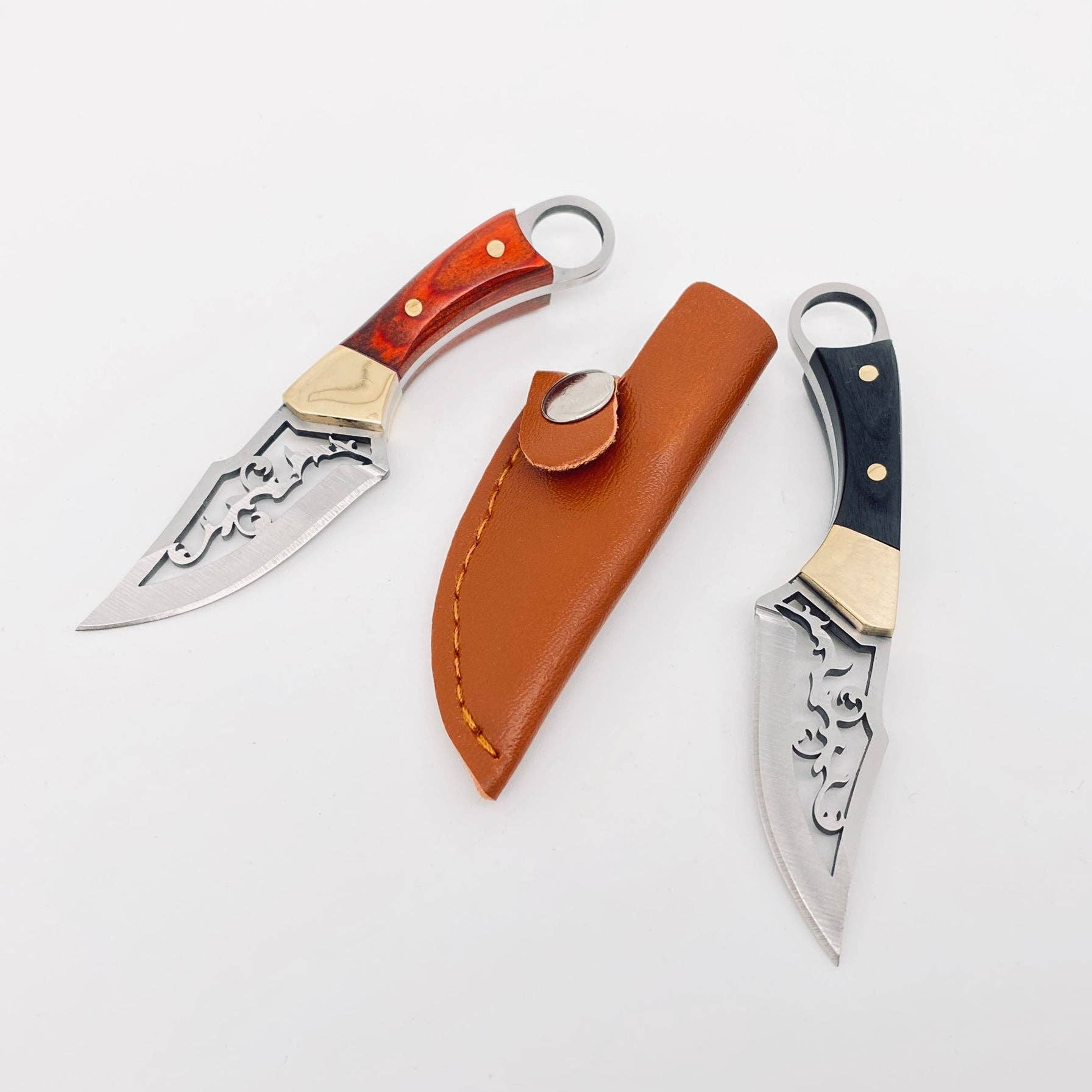 Mio Queena - Wholesale Zakmes/houder - Draagbaar mes met holle lemmet, houten handvat en hoes2