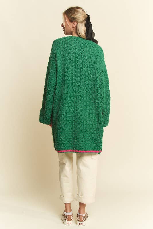 JADE BY JANE - Vente Cardigan – femme - Cardigan en maille ouverte bicolore en crochet carré à motif floral18