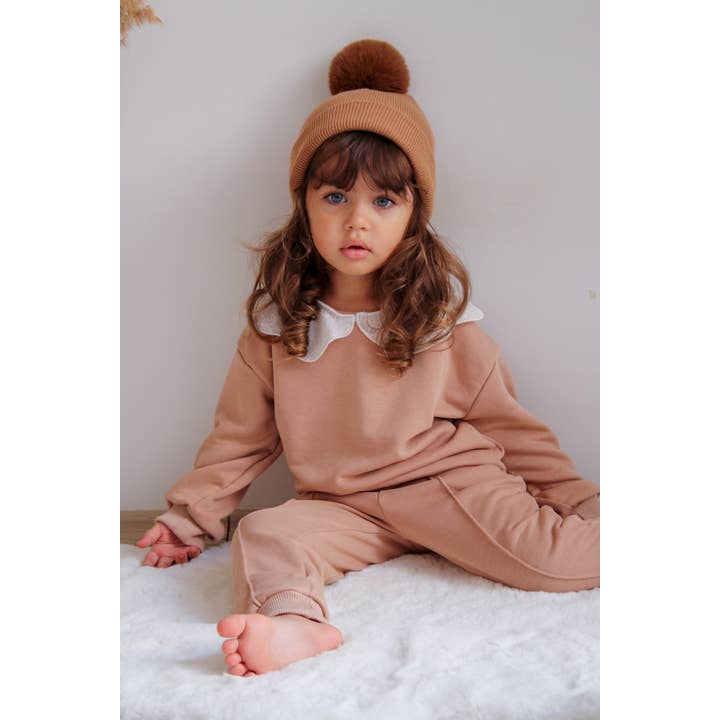 Single Pom Pom Baby/Kid's Brown Beanie Hat 0-8 Years for wholesale on Faire11