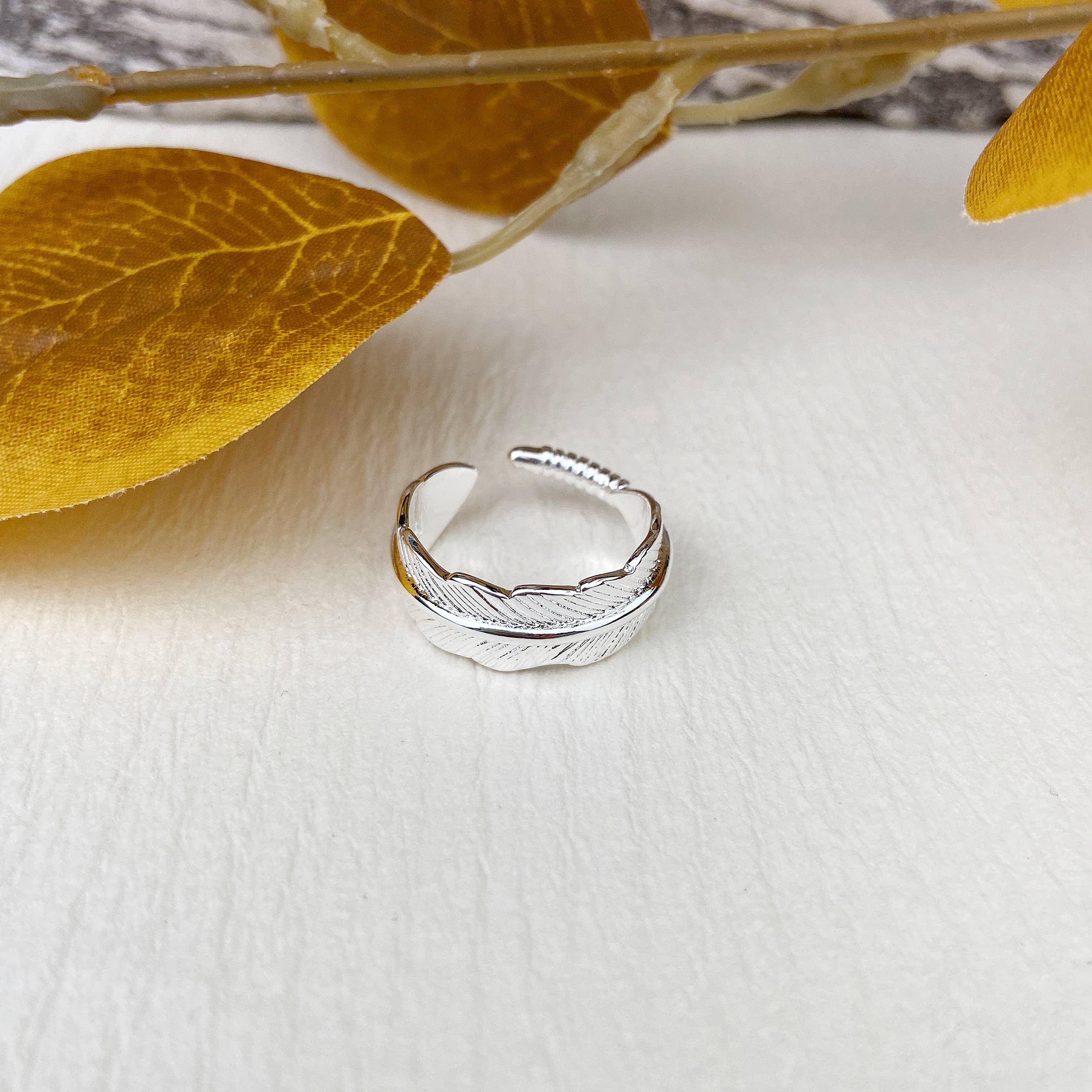 mildstyles – wholesale Band/stacked ring – Adjustable Feather Ring Women Men1