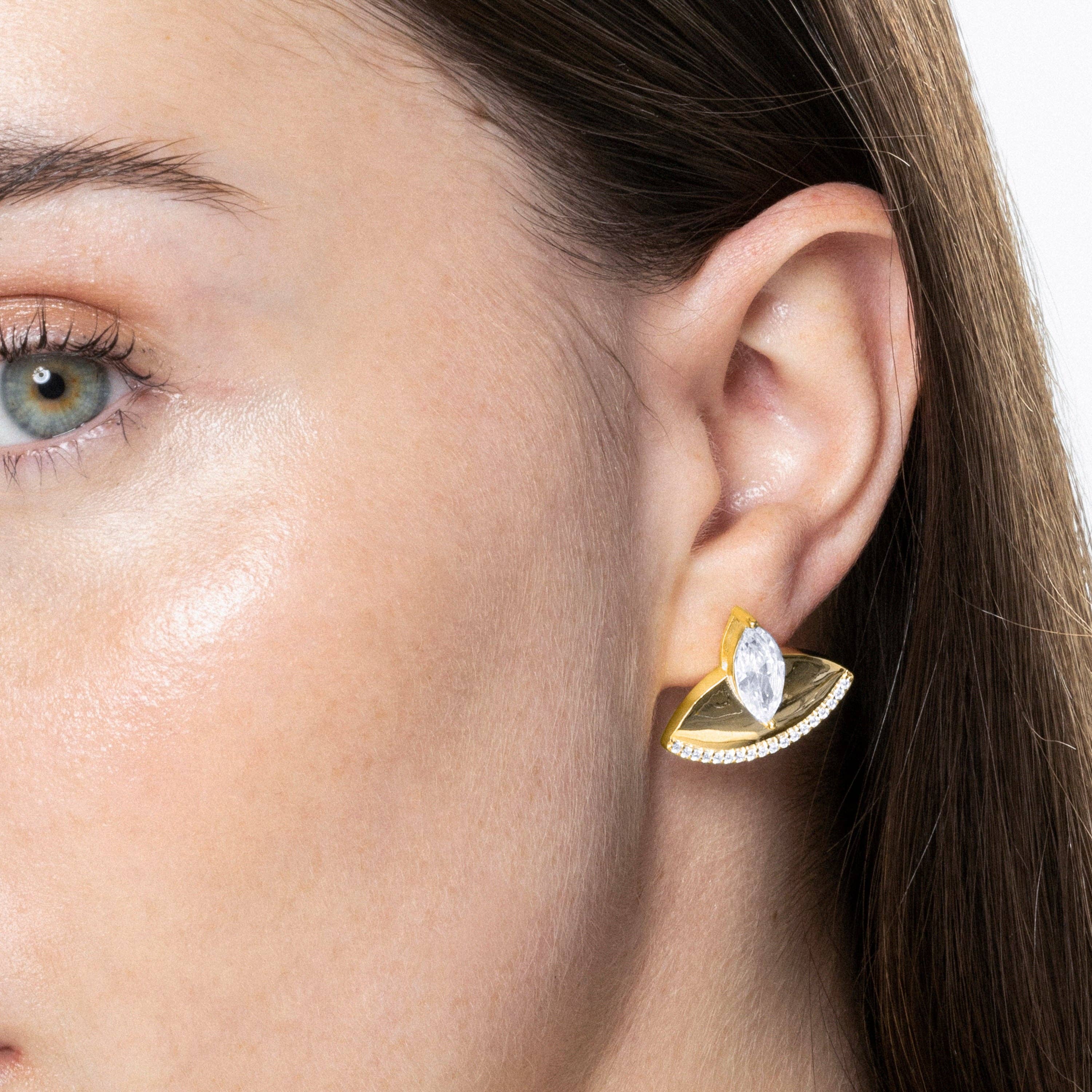 Luxenter – wholesale Dangle earrings – Pendientes Luxenter de plata de ley 925 con Circonita Brillante acabados en oro amarillo de 18k - Jinn3