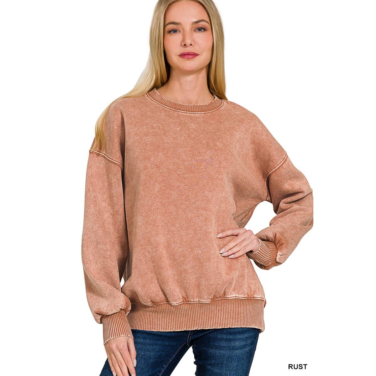 Apolline - Wholesale Sweatshirt - Women's - ACID WASH FLEECE OVERSIZED PULLOVER7