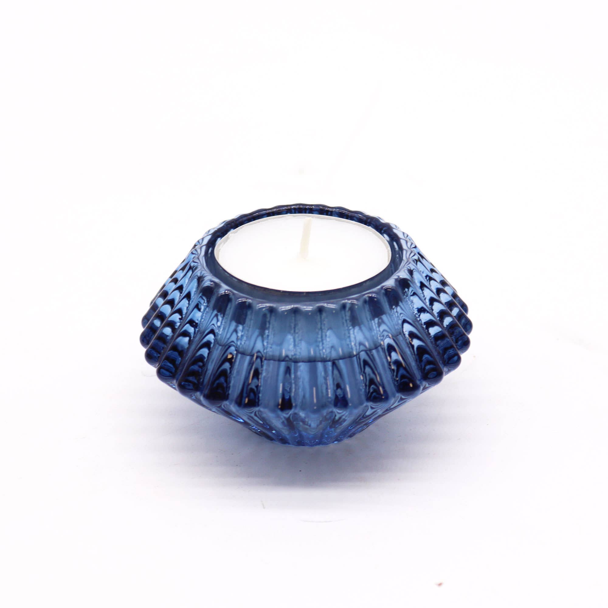 Ancient Wisdom – wholesale Candle holder – Flower Flip Candle / Tealight Holder - Royal Blue2