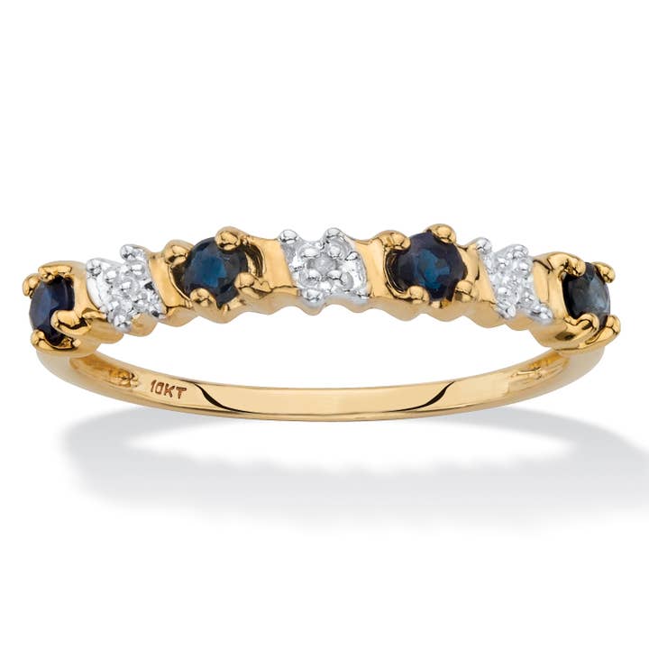 Sapphire and Diamond Accent Ring in 10k Yellow Gold .32 TCW for wholesale by PalmBeach Jewelry