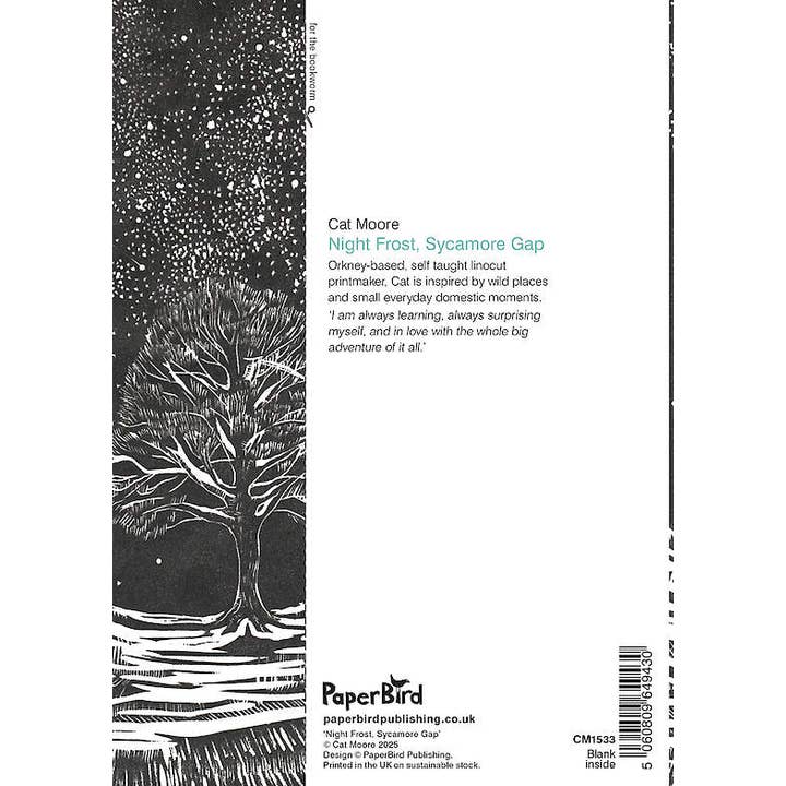 Paper Bird Publishing – wholesale Everyday greeting card – Night Frost, Sycamore Gap1