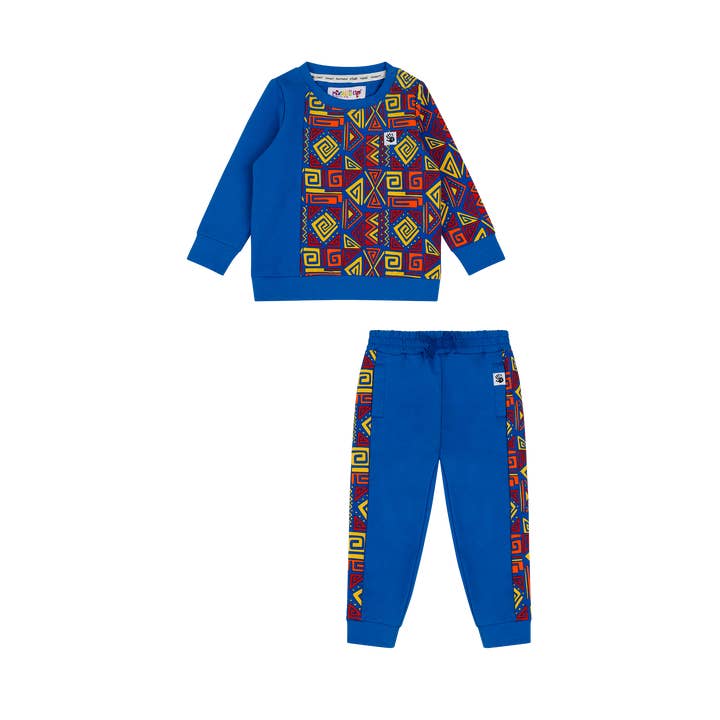 Infant Crewneck Sweatshirt and Jogger Pants Set - Blue Multicolor for wholesale by Mixed Up Clothing