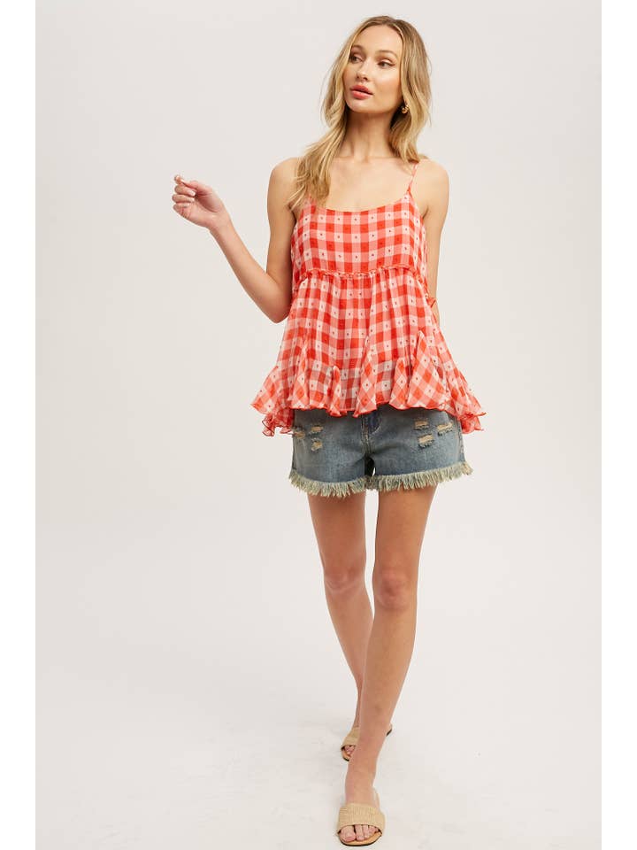 Bluivy - Venta al por mayor Camisola - Mujer - CAMISOLA BAJO FRUNCIDO DE GASA A CUADROS4